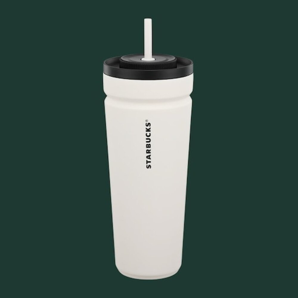 White Soft-Touch Stainless-Steel Vacuum Cold Cup – 24 fl oz